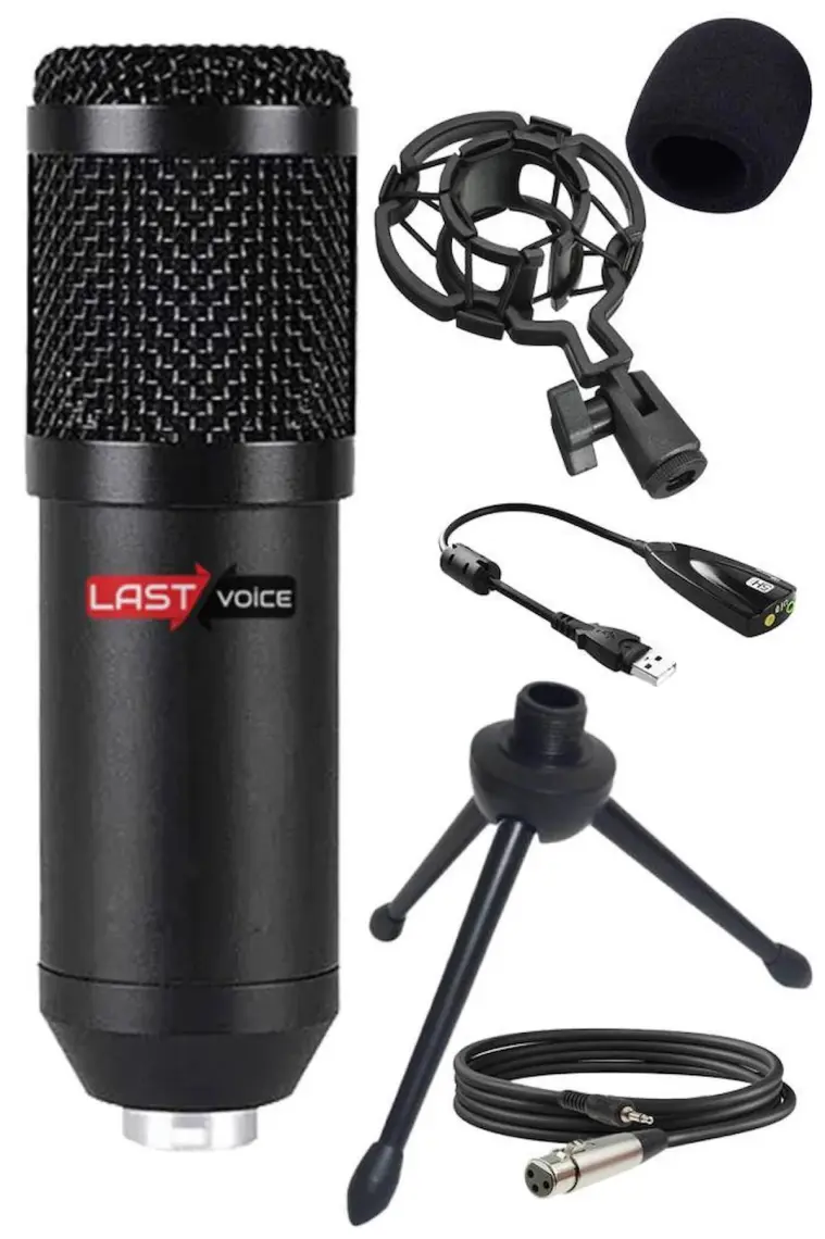 Lastvoice BM800 Full Black Kondenser Youtuber Mikrofon + 7.1