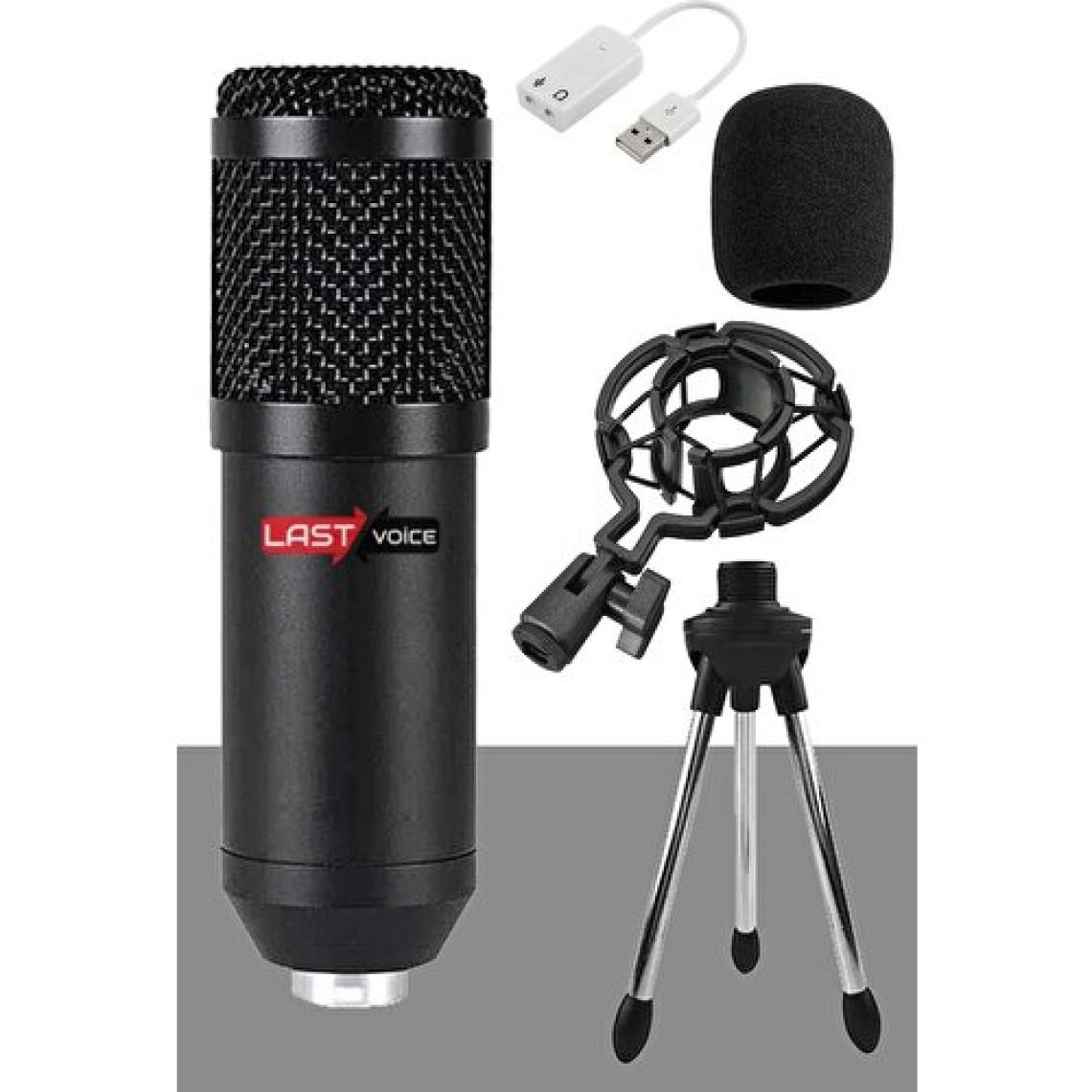 Lastvoice BM800 Full Black Kondenser Youtuber Mikrofon + 7.1