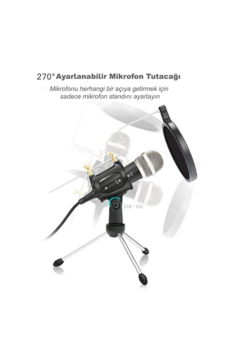 Kareoke Kondenser Mikrofon Cep Telefonu Bilgisayar Uyumlu