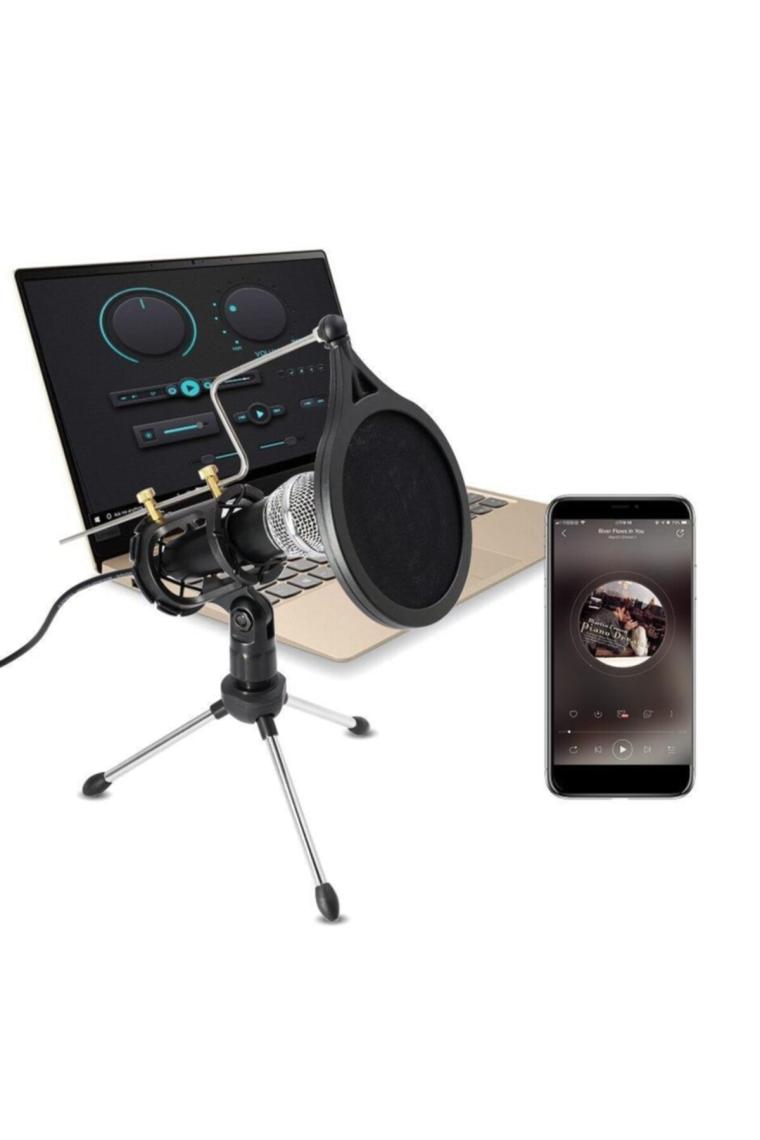 Kareoke Kondenser Mikrofon Cep Telefonu Bilgisayar Uyumlu