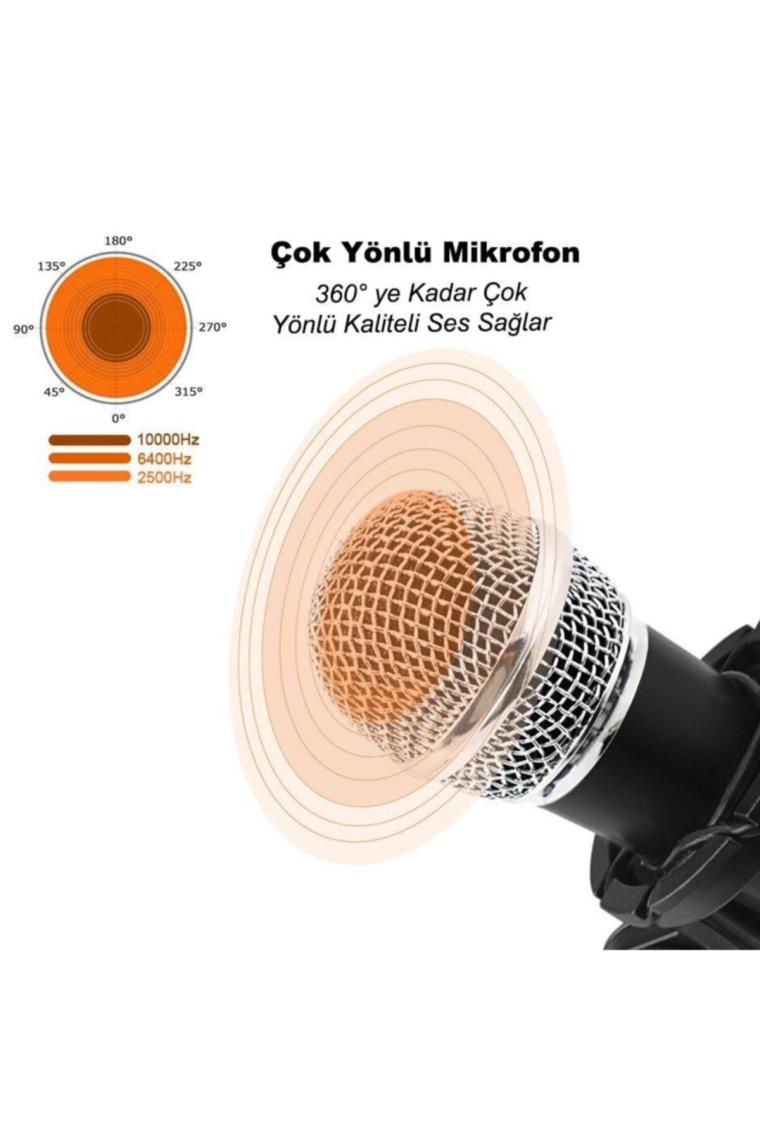 Kareoke Kondenser Mikrofon Cep Telefonu Bilgisayar Uyumlu