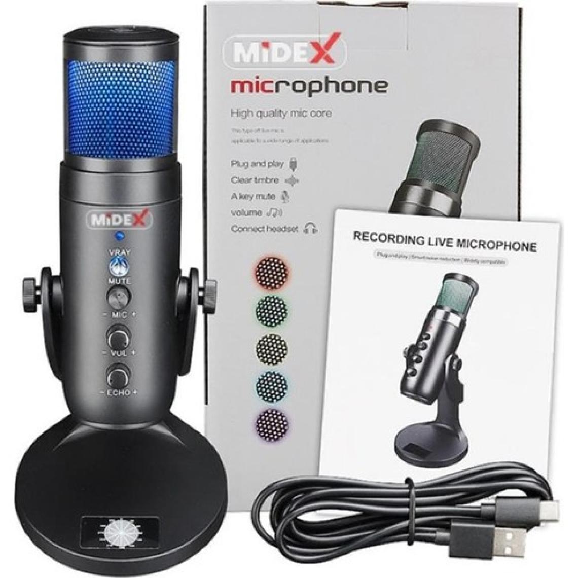 Midex Hype USB RGB Oyuncu ve Yayıncı Mikrofonu (Kayıt Gaming Tiktok Twitch Discord Youtube Canlı Yayın)