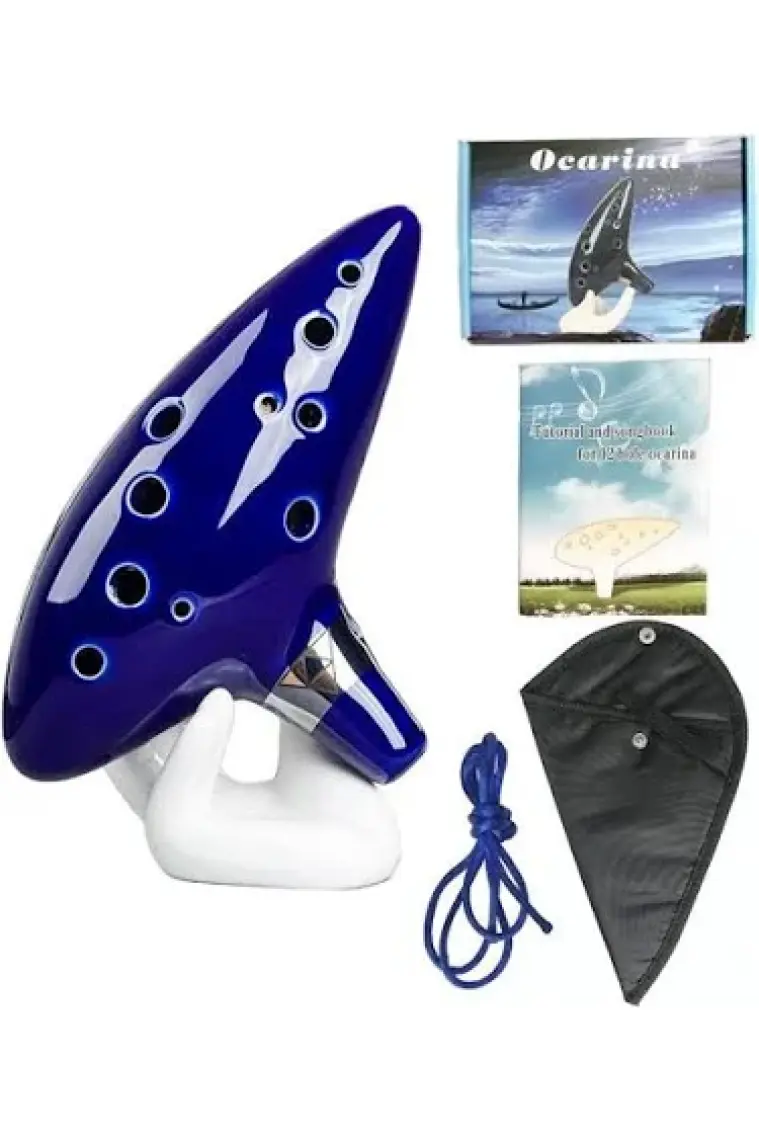 Valkyrie Ocarina 12 Delik Ocarina Seramik Alto C Ocarina Flüt Mavi Ocarina Sualtı Müzik Nefesli Enstrüman