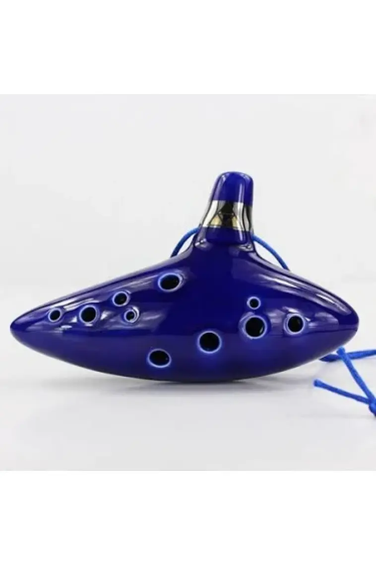 Valkyrie Ocarina 12 Delik Ocarina Seramik Alto C Ocarina Flüt Mavi Ocarina Sualtı Müzik Nefesli Enstrüman