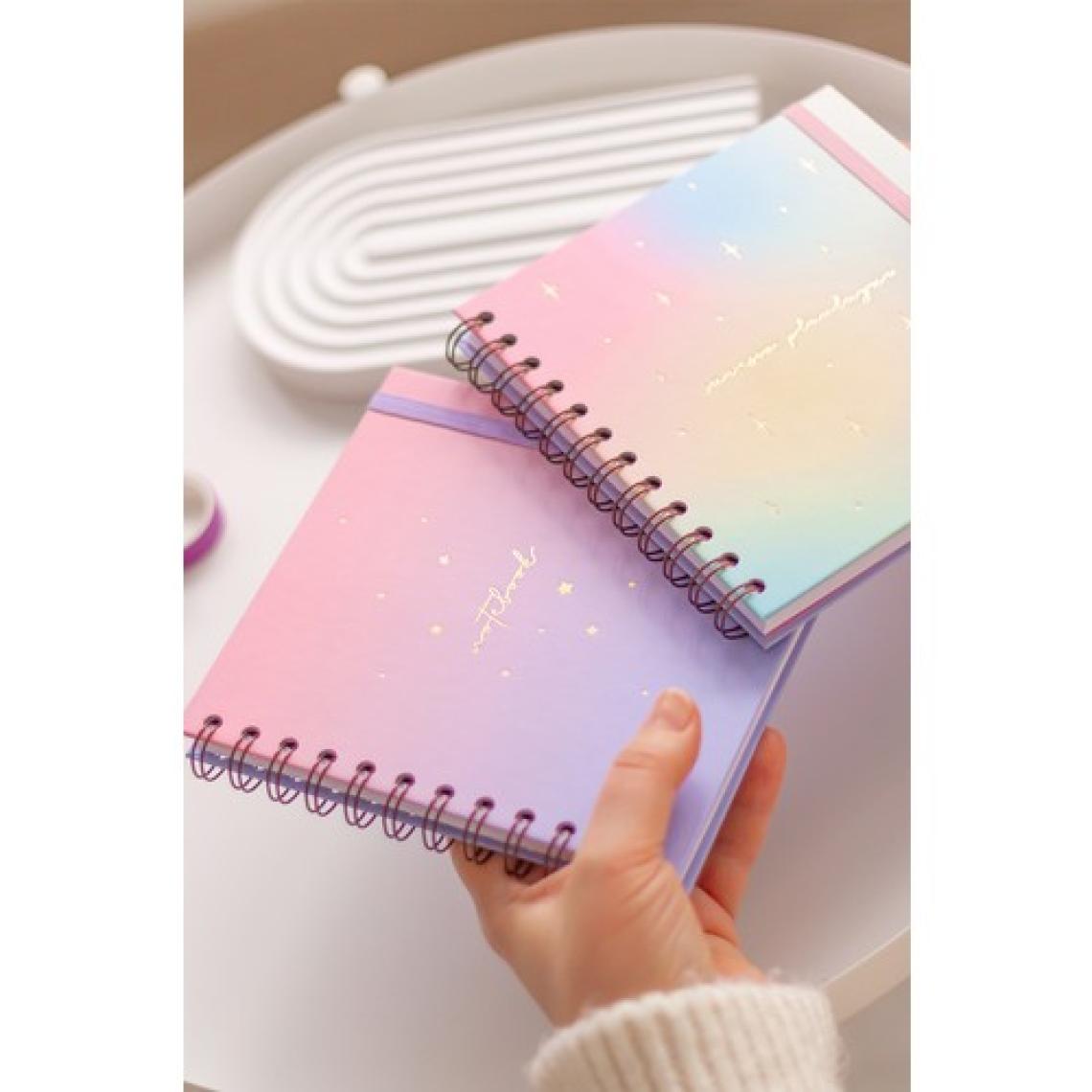 Matt Notebook 15X15 cm Kare 2'li Set Spiralli Süresiz Planlayıcı Ajanda ve Defter Gökkuşağı