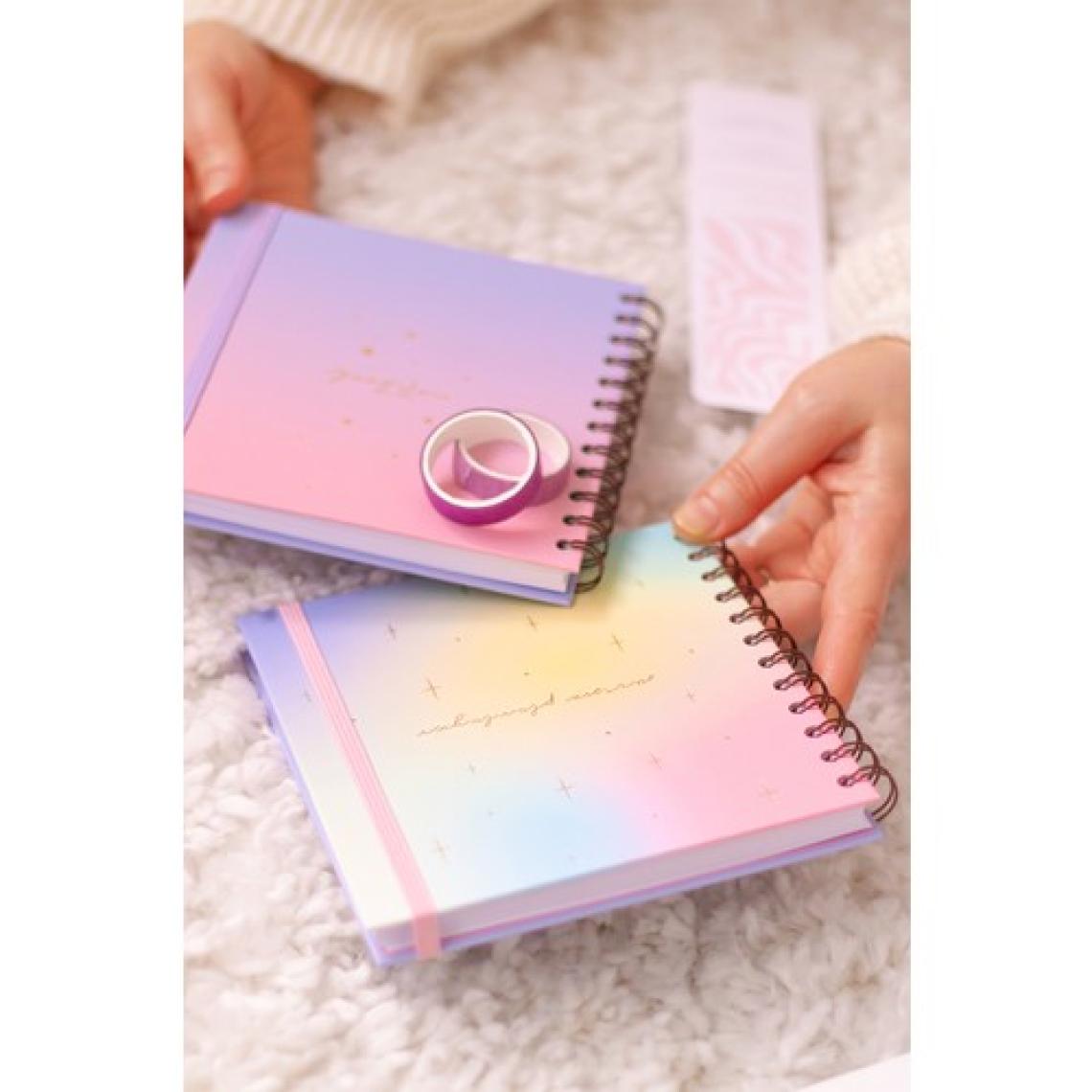 Matt Notebook 15X15 cm Kare 2'li Set Spiralli Süresiz Planlayıcı Ajanda ve Defter Gökkuşağı