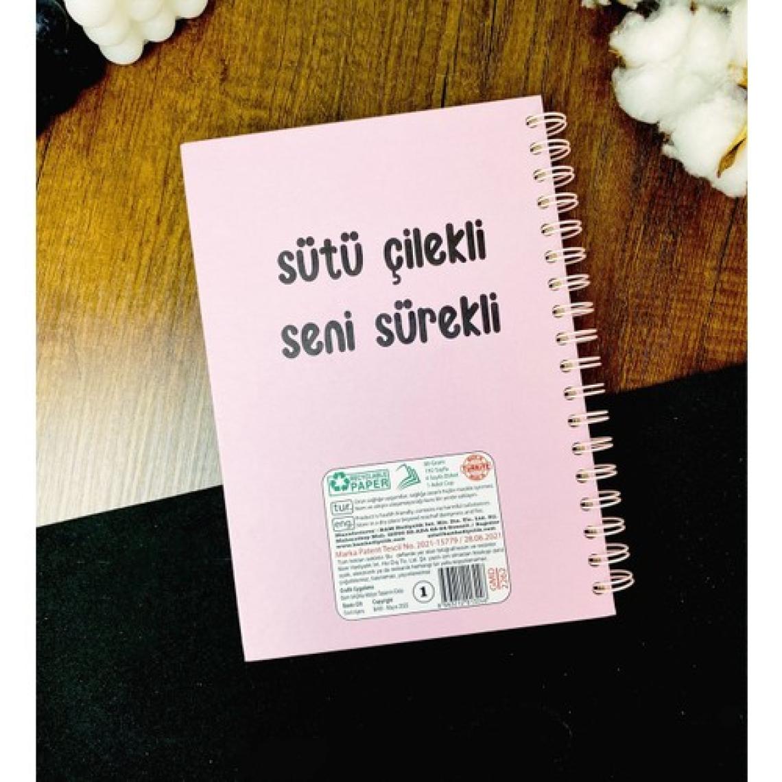 Giftmoda Sütü Çilekli Seni Sürekli Tasarımlı Konuşan Ajanda