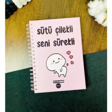 Giftmoda Sütü Çilekli Seni Sürekli Tasarımlı Konuşan Ajanda