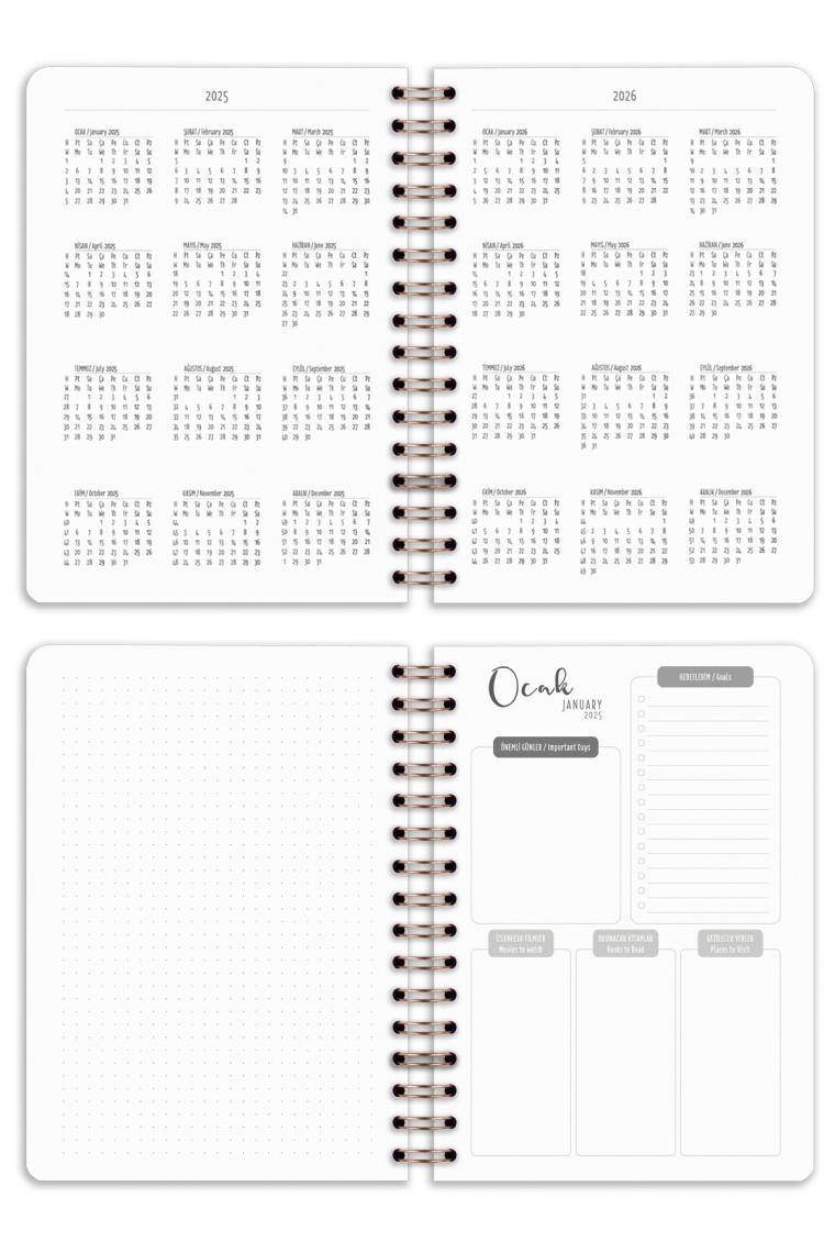 Matt Notebook 2025 Yılı A5 Ajanda Spiralli 15X21 cm - 12 Aylık