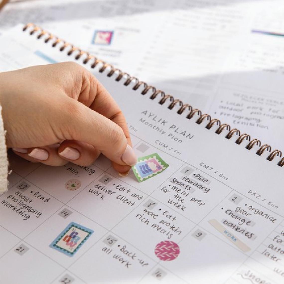 Paperora Süresiz Haftalık Spiralli Masaüstü Planlayıcı 24X34 cm - Desk Planner Siyah