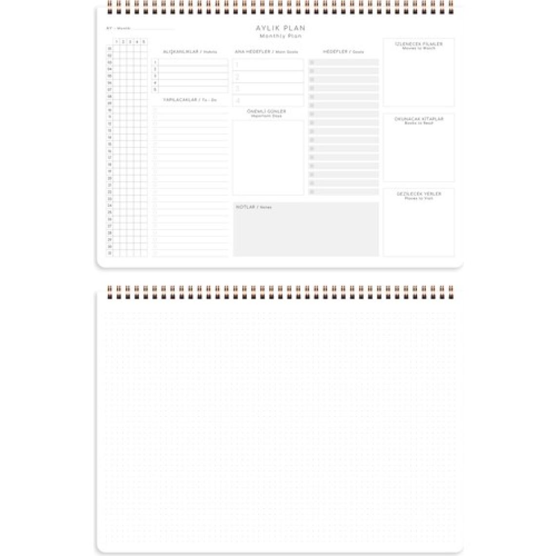 Paperora Süresiz Haftalık Spiralli Masaüstü Planlayıcı 24X34 cm - Desk Planner Siyah