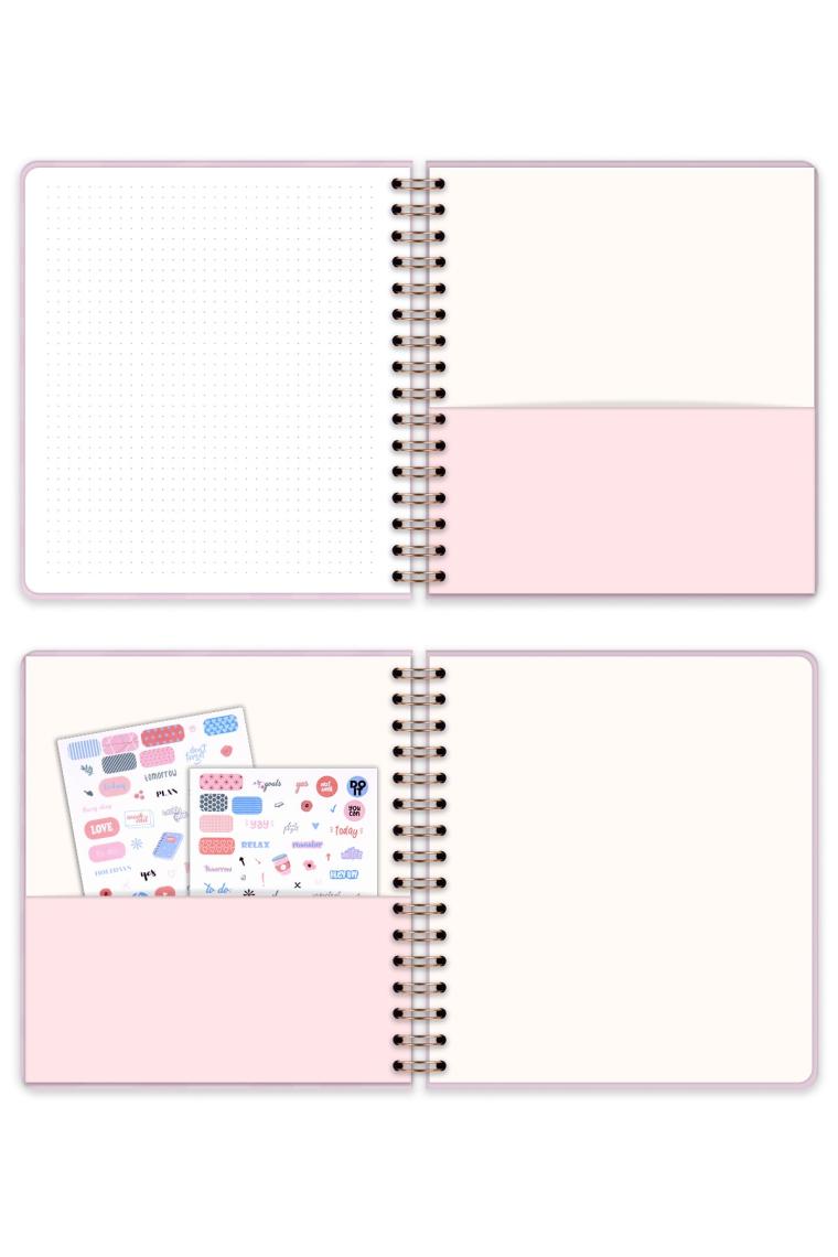 Matt Notebook Süresiz Planlayıcı Kare Ajanda Pembe