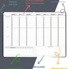 Tarihsiz Ajanda - Haftalık Planlayıcı 12 Aylık Fz Planner Siyah