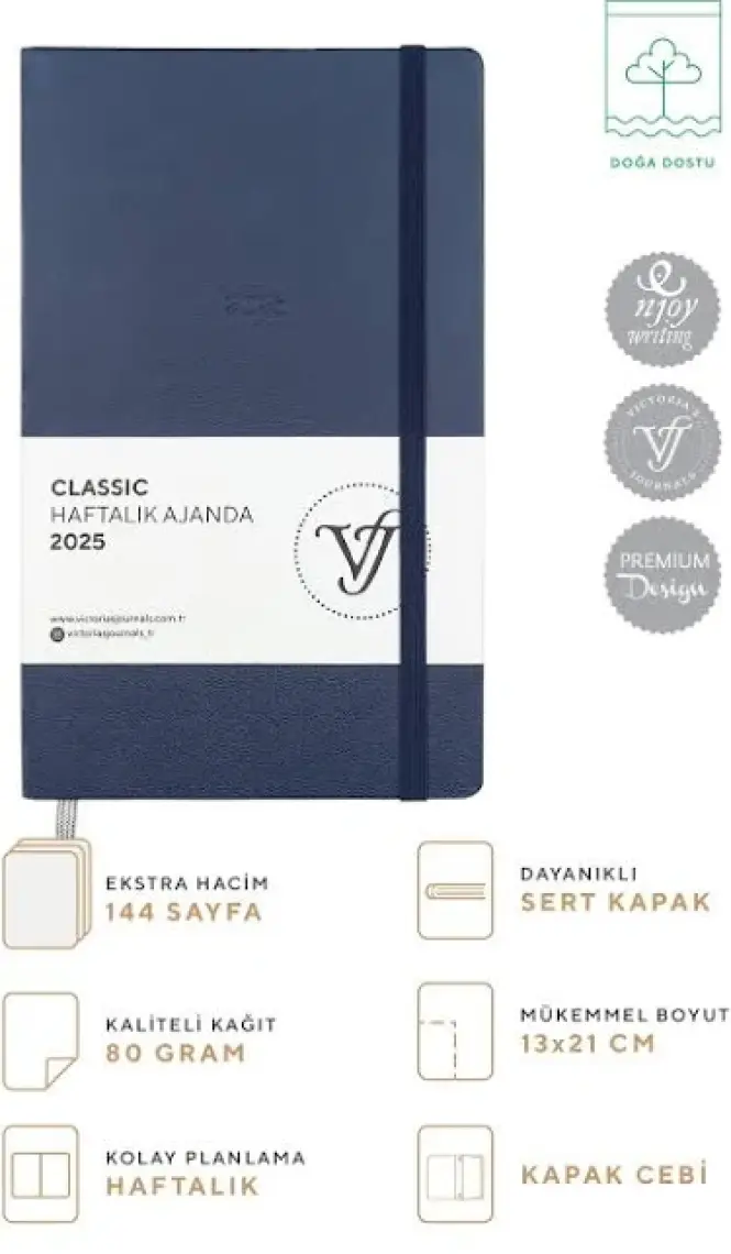 Victoria's Journals Classic 2025 Haftalık Ajanda 13X21 cm Sert Kapak