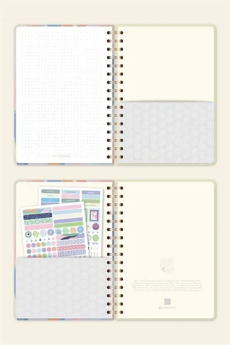 Paperora A5 Spiralli Süresiz Renkli Planlayıcı Ajanda Motivasyon Sayfalı Damla