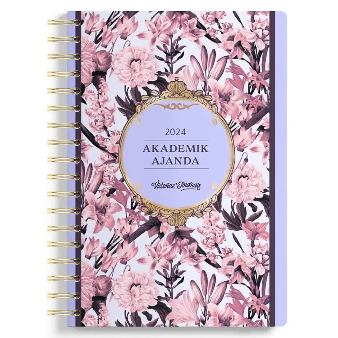 Victoria's Journals Spiralli Sert Kapak Akademik Ajanda 2024-2025 Lastikli 17X23 cm 100 Gram 192 Sayfa 124-1271