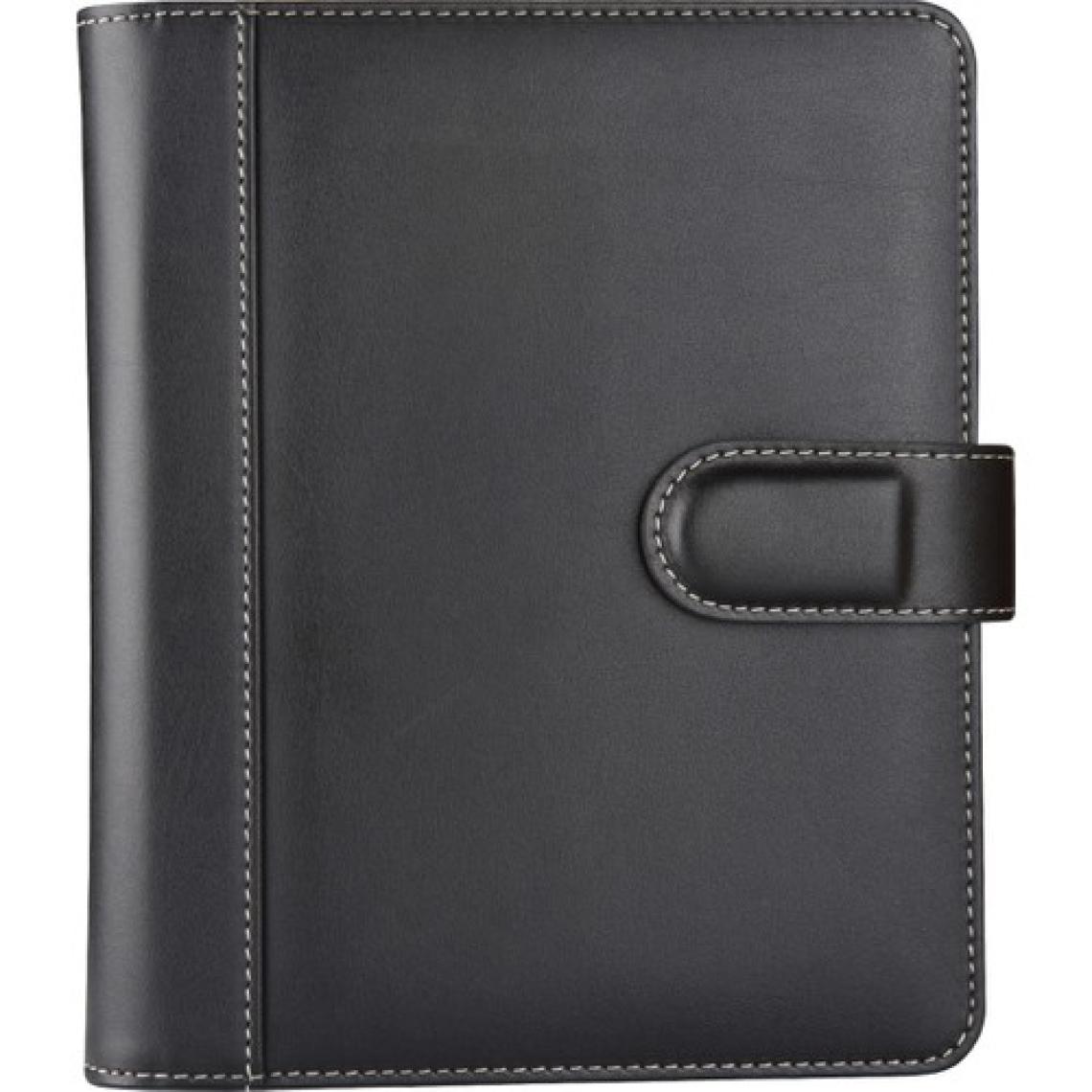 2K Diplomat Suni Deri 4 Halkalı Organizer Kareli Defterli 15 x 21 cm Siyah