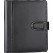 2K Diplomat Suni Deri 4 Halkalı Organizer Kareli Defterli 15 x 21 cm Siyah