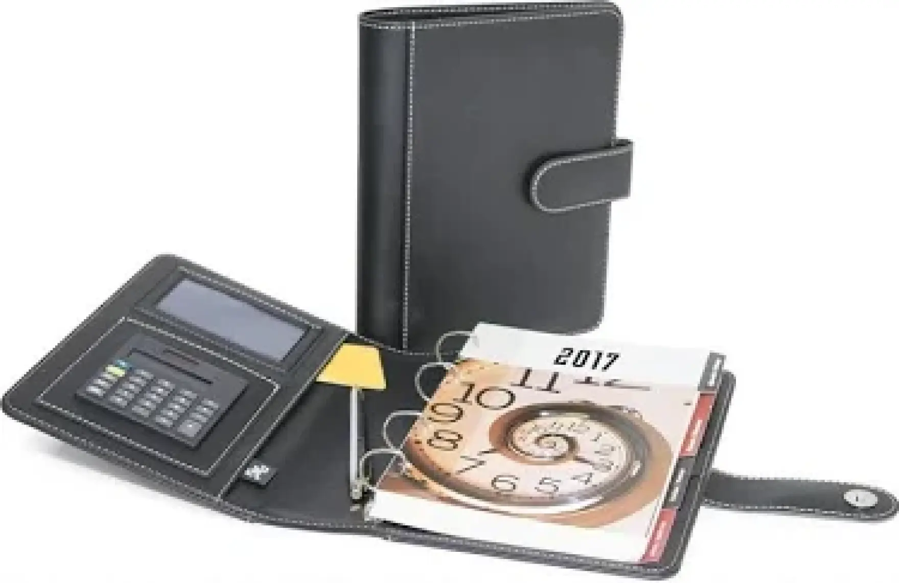 2K Diplomat Suni Deri 4 Halkalı Organizer Çizgili Defterli 15 x 21 cm Siyah