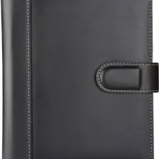 2K Diplomat Suni Deri 4 Halkalı Organizer Çizgili Defterli 15 x 21 cm Siyah
