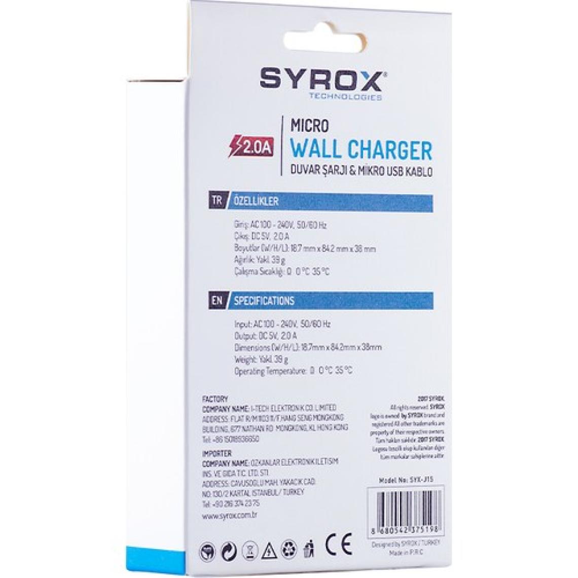 Syrox Micro USB Hızlı Şarj Aleti - J15