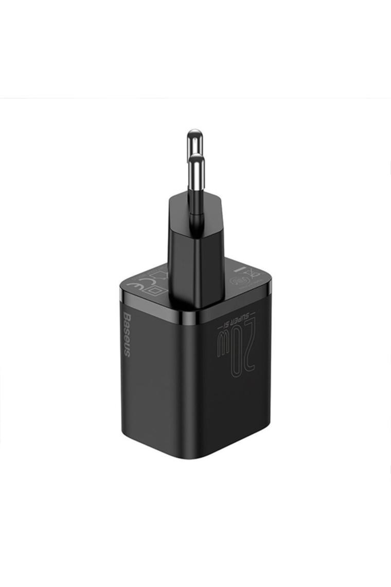 Baseus Super Si PD 20 W Type-C to Lightning Kablolu Hızlı Ev Şarj Cihazı Siyah