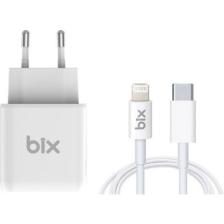 Bix BX-CL20TA iPhone 12 / 13 / 14 Serisi ile Uyumlu 20W Hızlı Seyahat Şarj Cihazı & Lightning Kablo