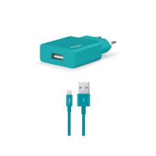 Ttec 2SCS20LTZ SmartCharger Şarj Aleti ve 2.1A Lightning Kablo Turkuaz