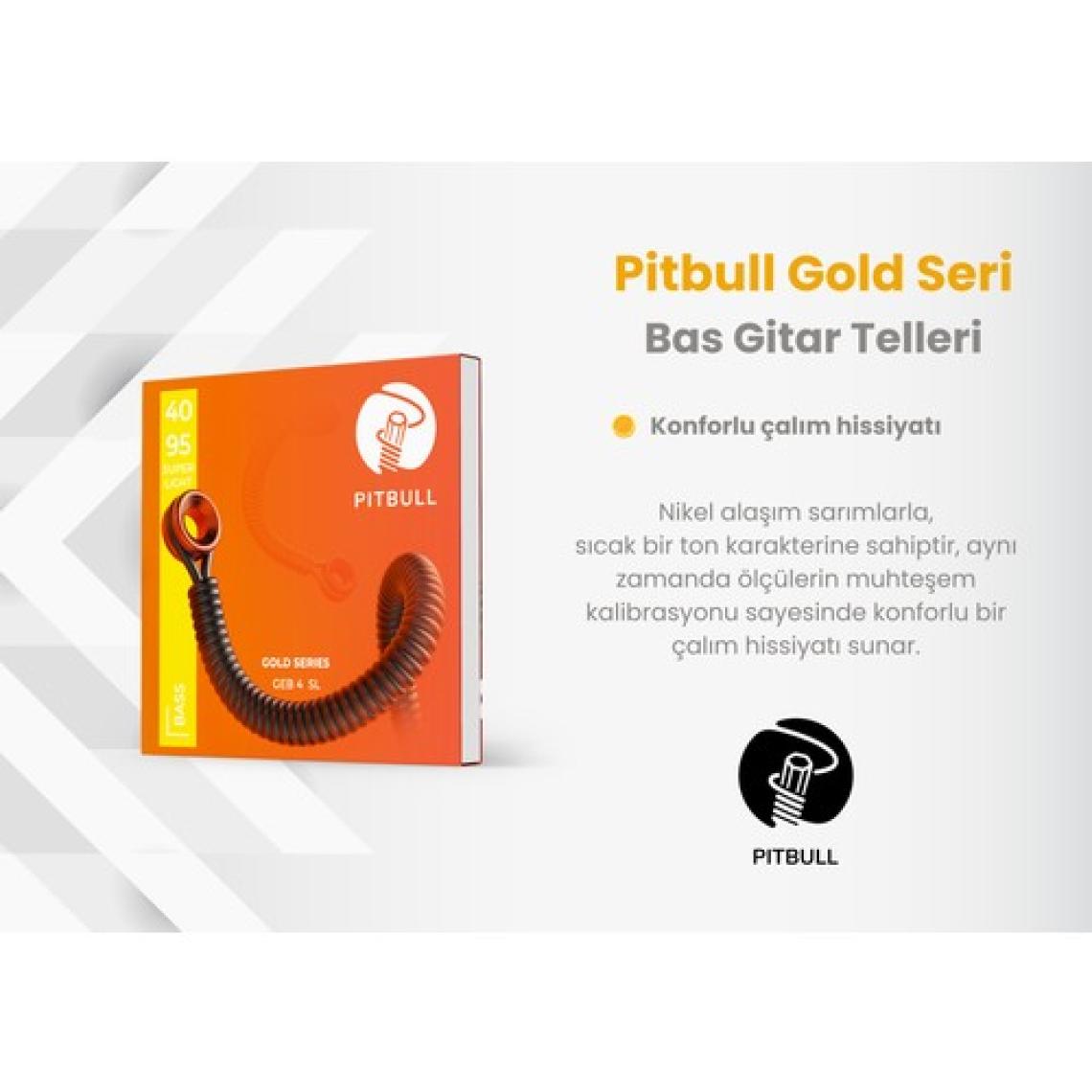 Pitbull Strings Gold Seri Geb-4 Sl Super Light Takım Tel Bas Gitar Teli 40-095