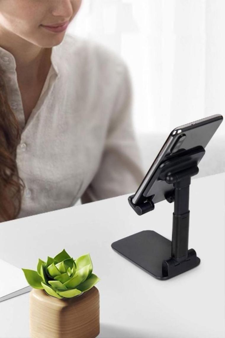 Buffer Buffer® Siyah Aynalı Cep Telefonu Sabitleyici Stand Katlanabilir Ayarlanabilir Telefon Standı