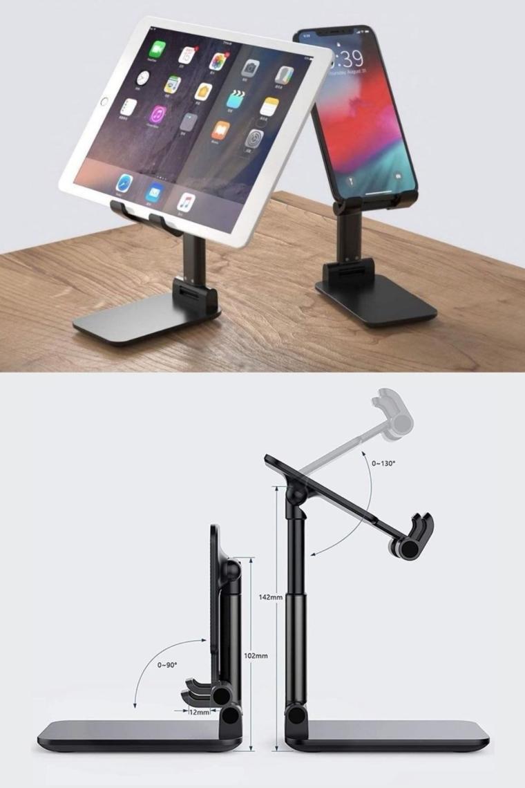 Buffer Buffer® Siyah Aynalı Cep Telefonu Sabitleyici Stand Katlanabilir Ayarlanabilir Telefon Standı