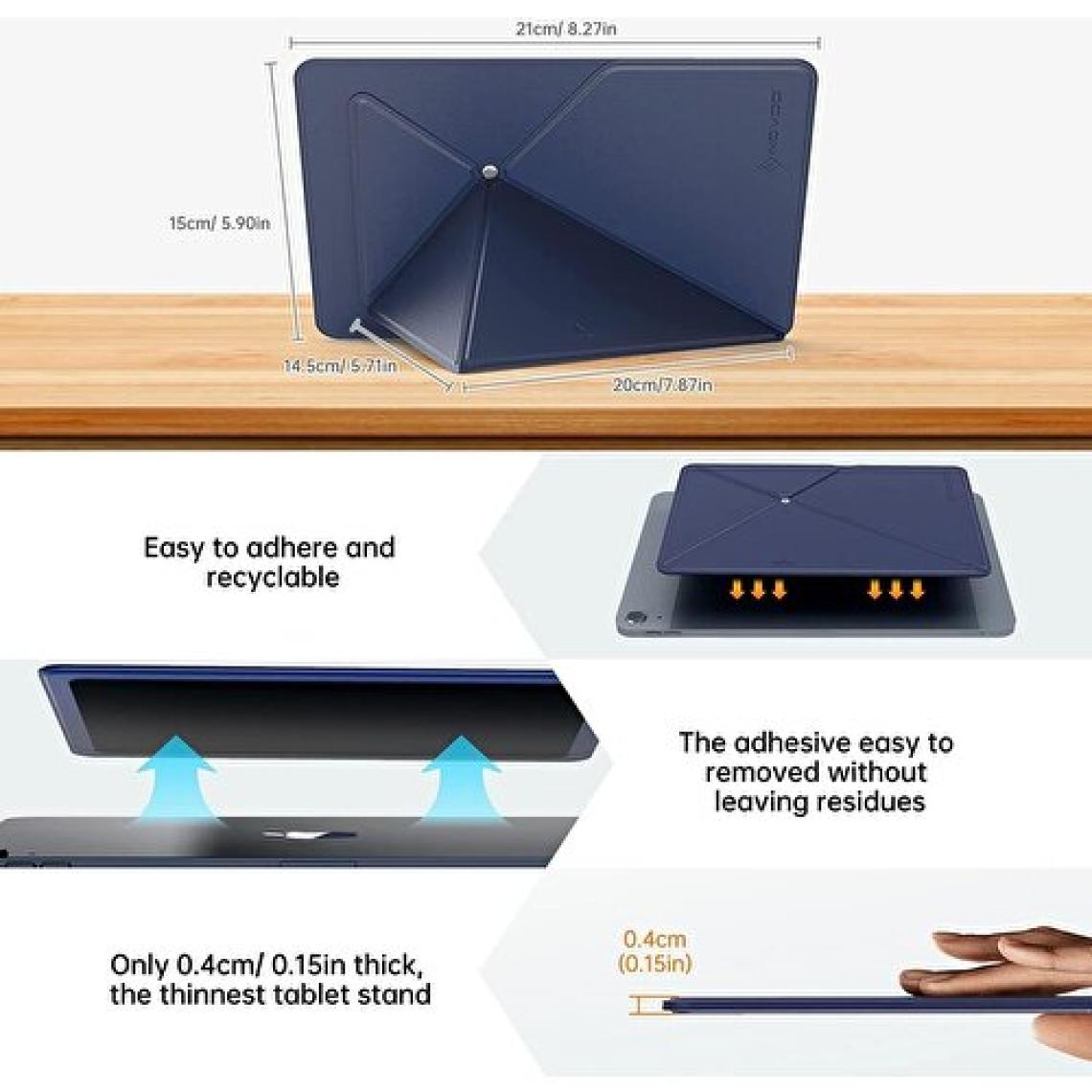 Novoo RT10 Açı Ayarlı Katlanabilir 10" Inç ve Üzeri Için Ultra Slim Tablet Standı Lacivert