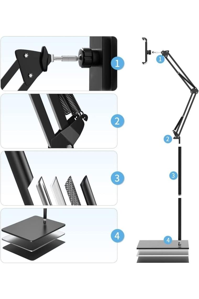 Hobimtek Ht-47 Metal Cep Telefonu ve Tablet Standı Döner Başlıklı Dirsekli