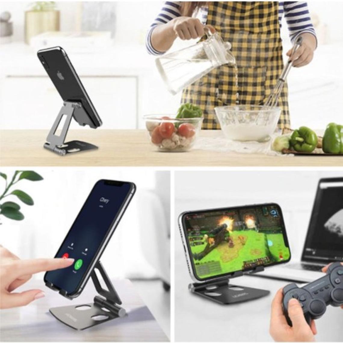 The Wlue Masaüstü Metal Tablet ve Telefon Tutucu Stand Katlanabilir 270° Hareketli Siyah
