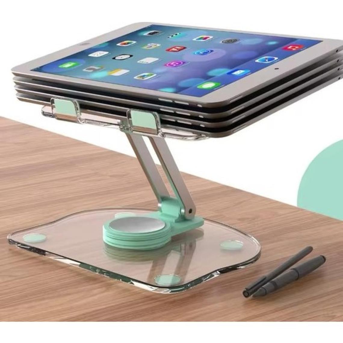 Mi7a Tablet Tutucu Şeffaf Metal Aparat 360 Dönebilen Katlanabilir