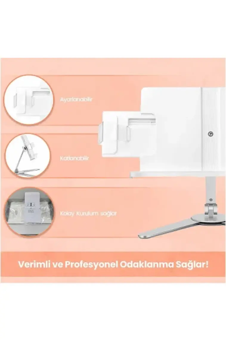 Npo STD007 Okuma Açısı Ayarlı Koruma Kıskkaçlı Alüminyum&abs Kitap/tablet/dergi Standı Modern Rahle