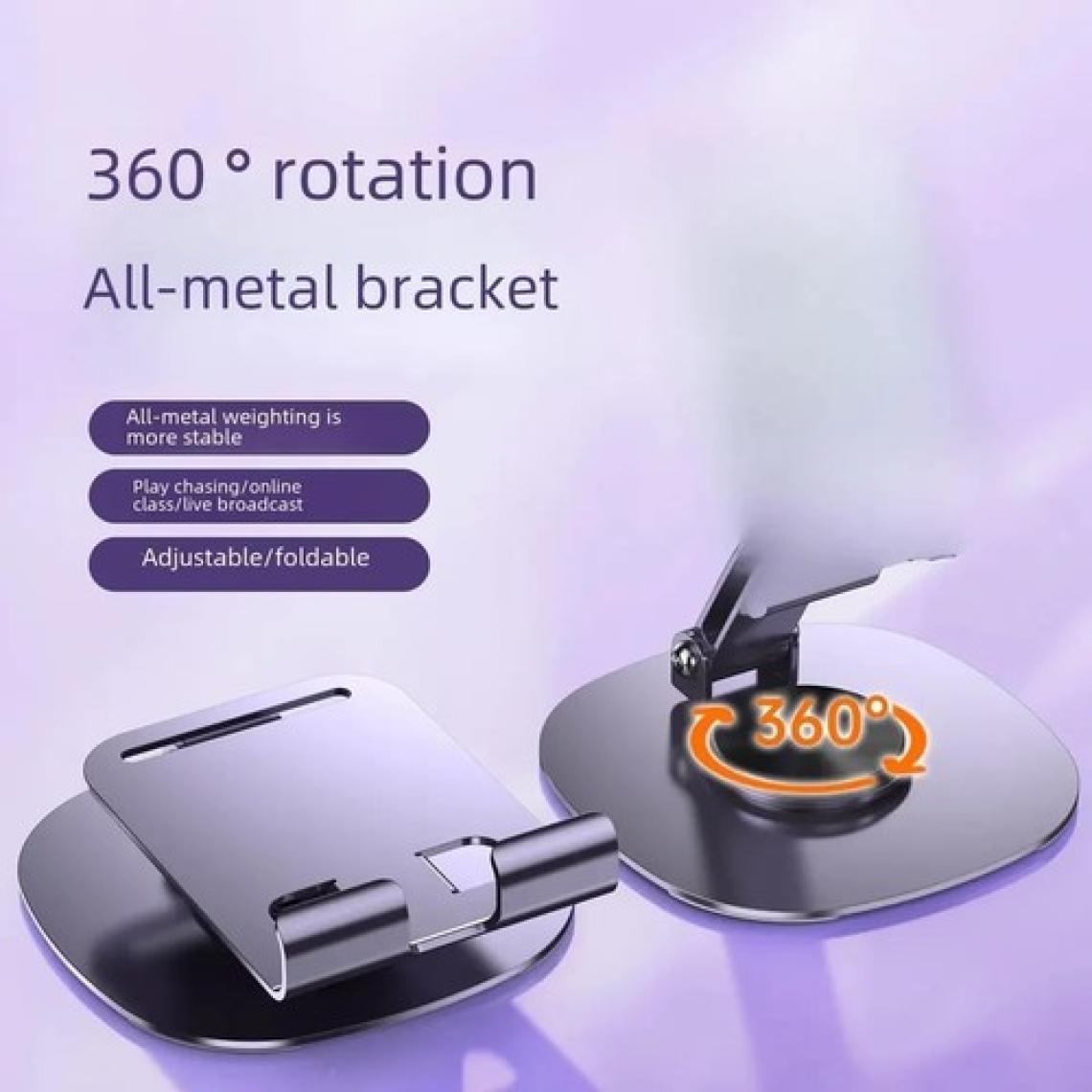 Asfal 360° Dönen Metal Masaüstü Tablet ve Telefon Standı Mor, Açısı Ayarlanabilir Katlanabilir Telefon ve Tablet Tutucu