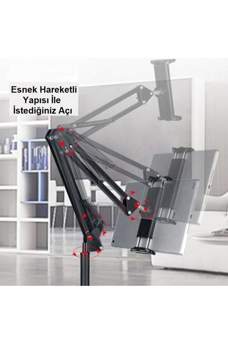 Upway Tablet Telefon Zemin Standı 175CM Universal 360 Derece Hareketli 4-11 Inç Uyumlu