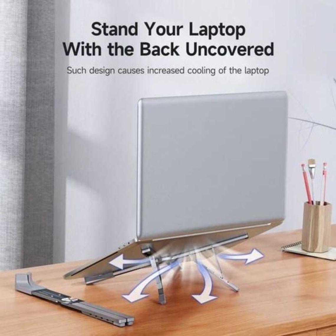 Asfal 5 Kademeli Yükseklik Ayarlı Katlanabilir Masaüstü Alüminyum Telefon, Tablet ve Laptop Standı