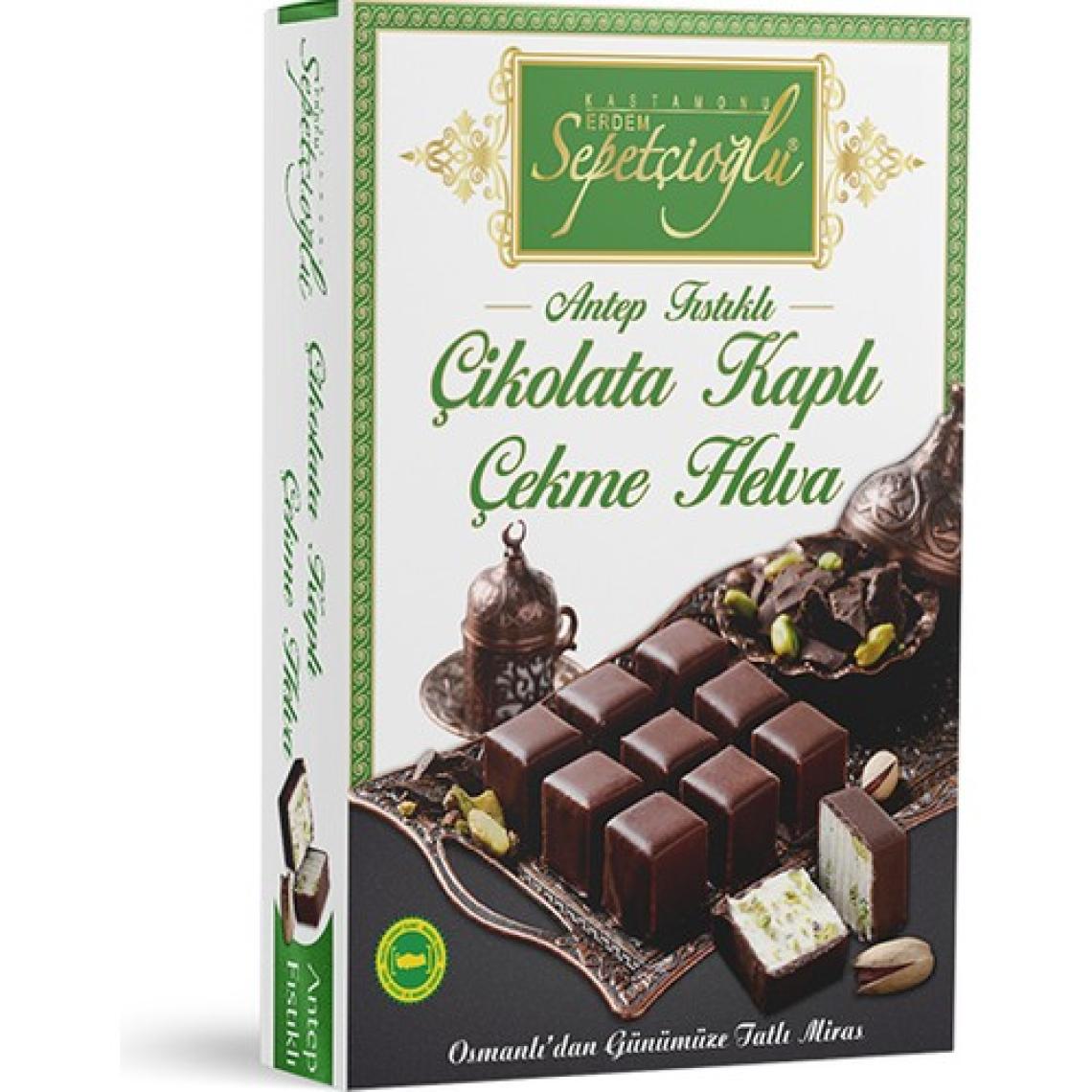 ERDEM Sepetçioğlu Çikolata Kaplı Antep Fıstıklı Çekme Helva 160G