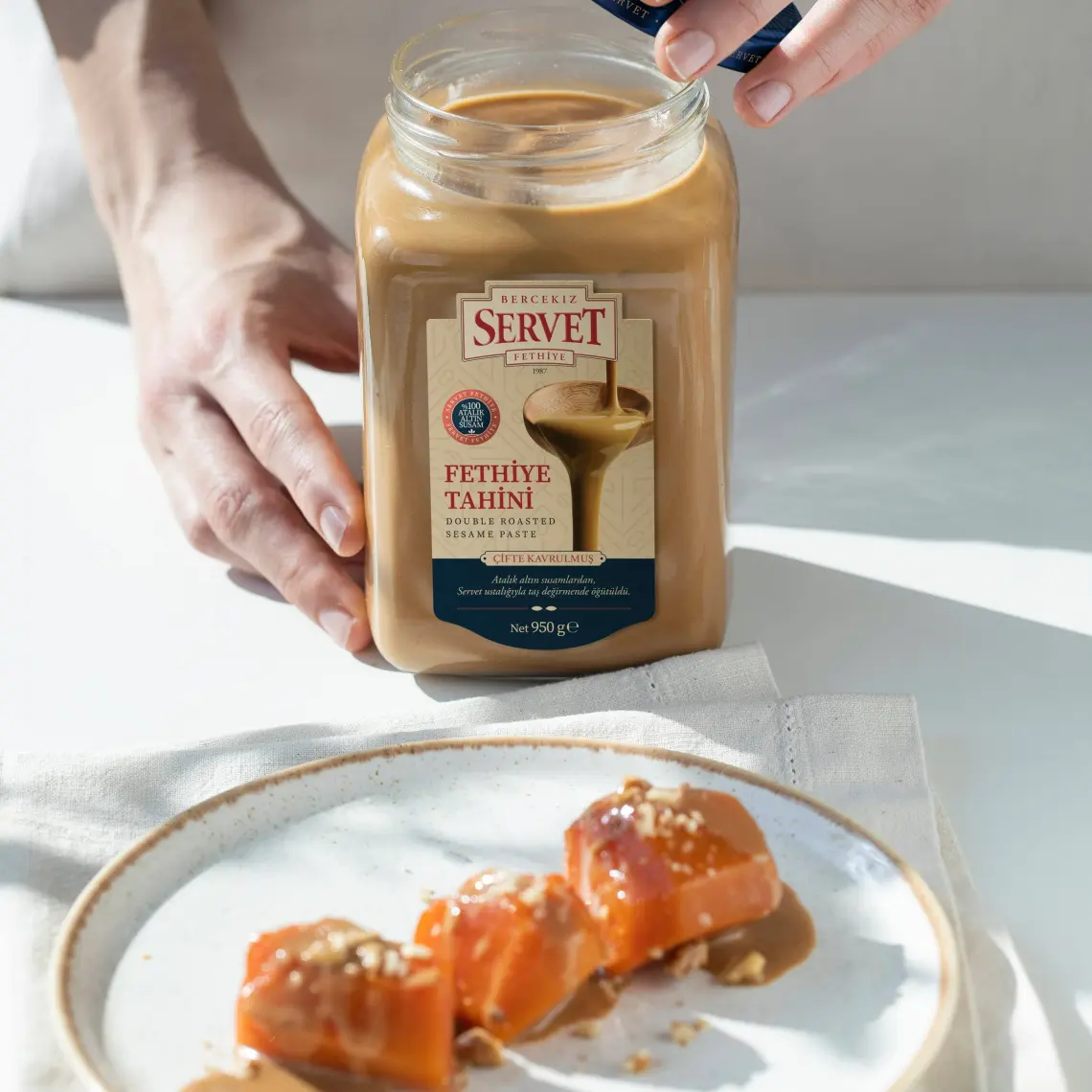 Bercekız Servet Şekerleme Çifte Kavrulmuş Taze Fethiye Tahini - 950 gr 3'lü Paket