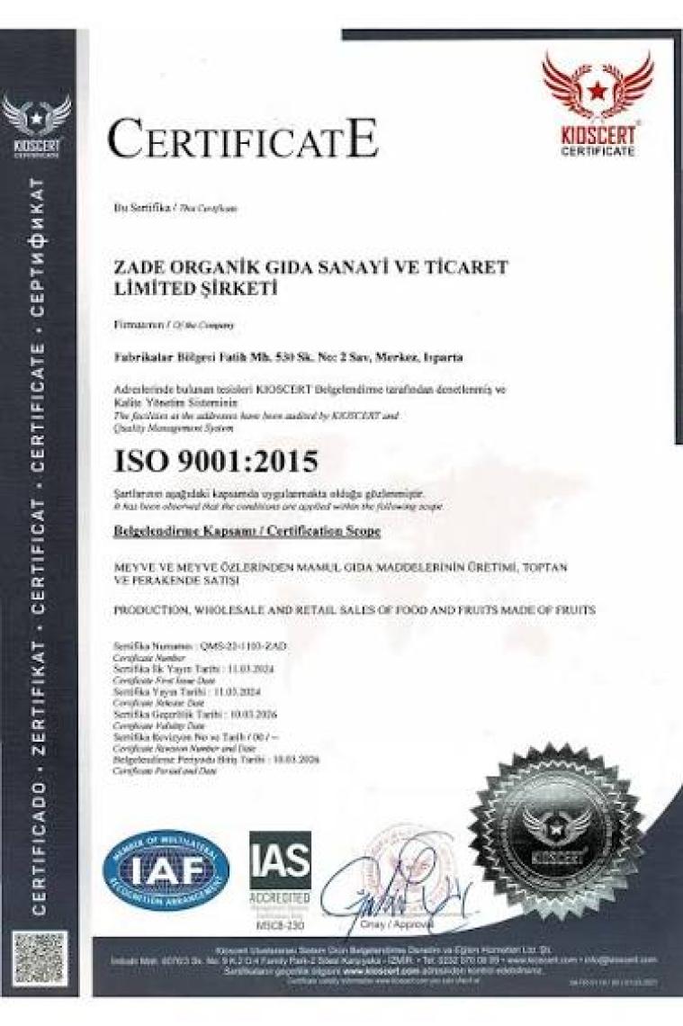 Zadelife Organik Nar Ekşisi 700 Gr