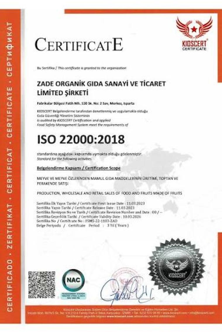 Zadelife Organik Nar Ekşisi 700 Gr
