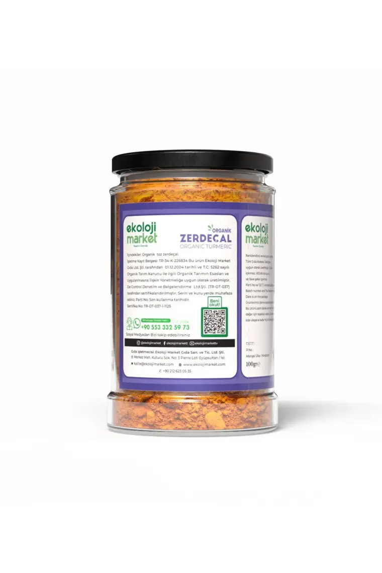 Ekoloji Market Organik Glutensiz Zerdeçal 100 gr / Organic Gluten-Free Turmeric 100 gr