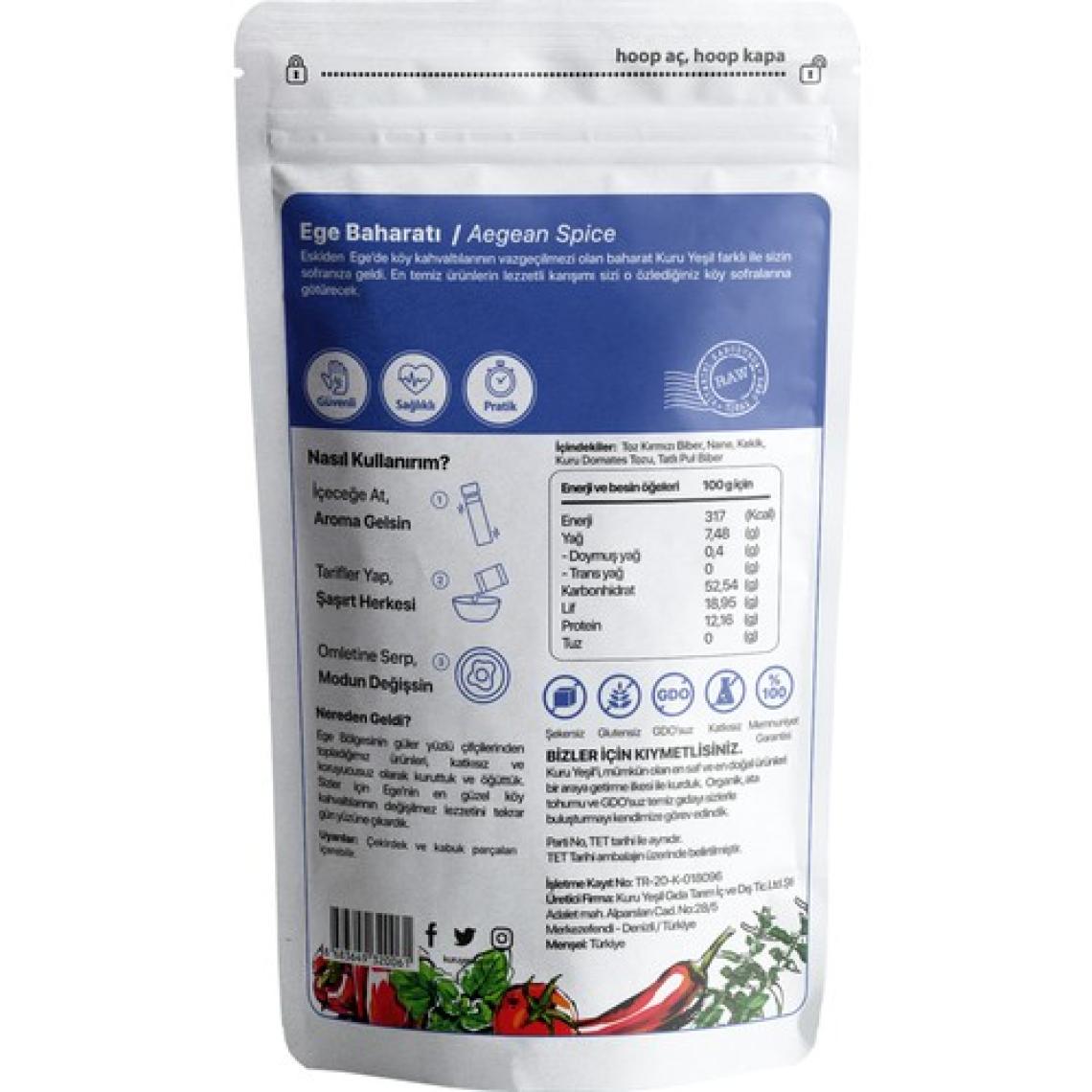 Kuru Yeşil - Baharat - Ege Baharatı - Kahvaltılık Baharat - Çeşni - Sebze Çeşnisi - 100 Gr