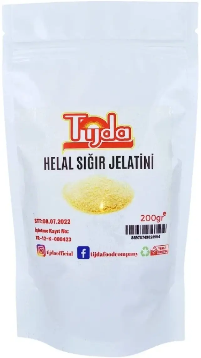 Tijda Toz Sığır Jelatini Helal Sertifikalı Yenilebilir 100 gr