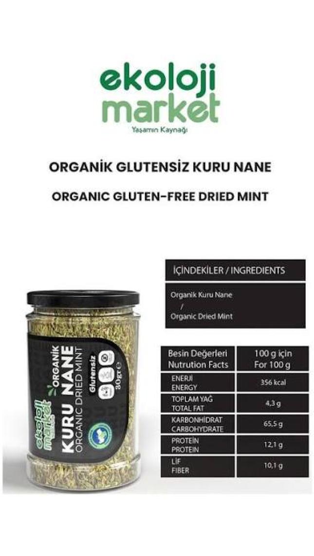 Organik Glutensiz Kuru Nane 30 gr / Organic Gluten-Free Dried Mint 30 gr