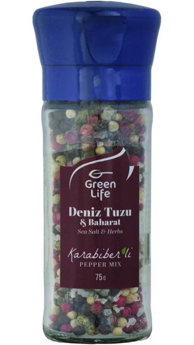 Green Life Karabiber Tuz Karışımı - 75 gr - Değirmenli Cam
