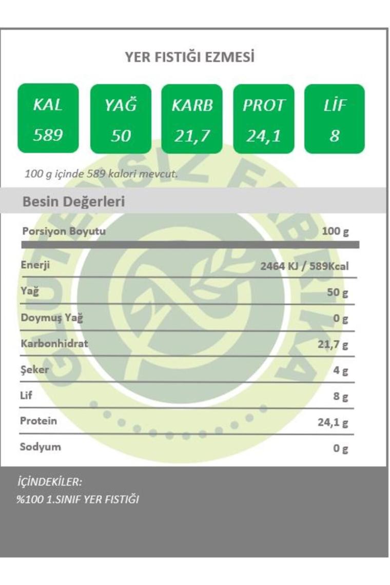 Glutensiz %100 Yer Fıstığı Ezmesi 300 Gram
