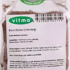Vitma Organik Siyah Üzüm Çekirdeği Tozu 200 gr – Katkısız, Taze Öğütülmüş, Türkiye Üretimi Doğal Besin Takviyesi